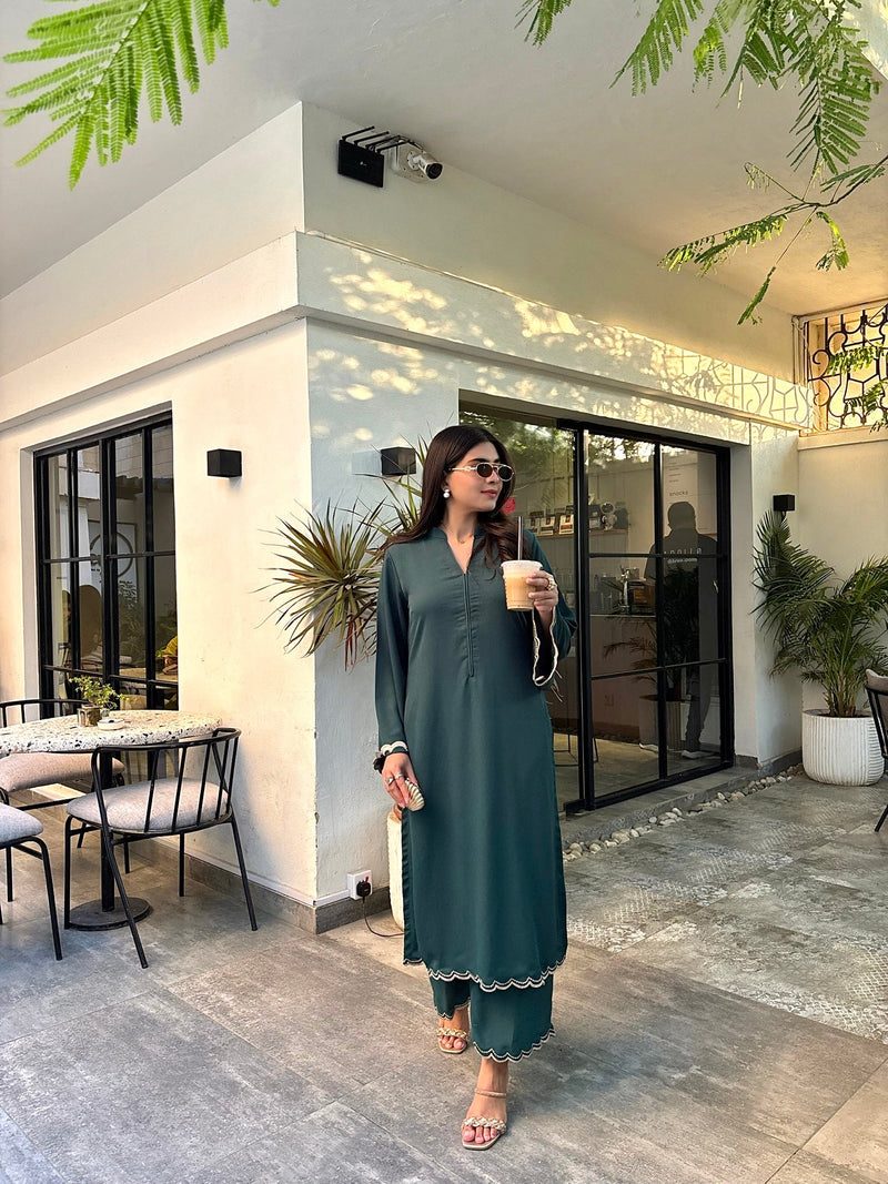 Green Forest Embroidered co-ord set