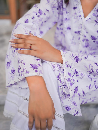 Lavender whisper (Lawn 2pcs with lace work )
