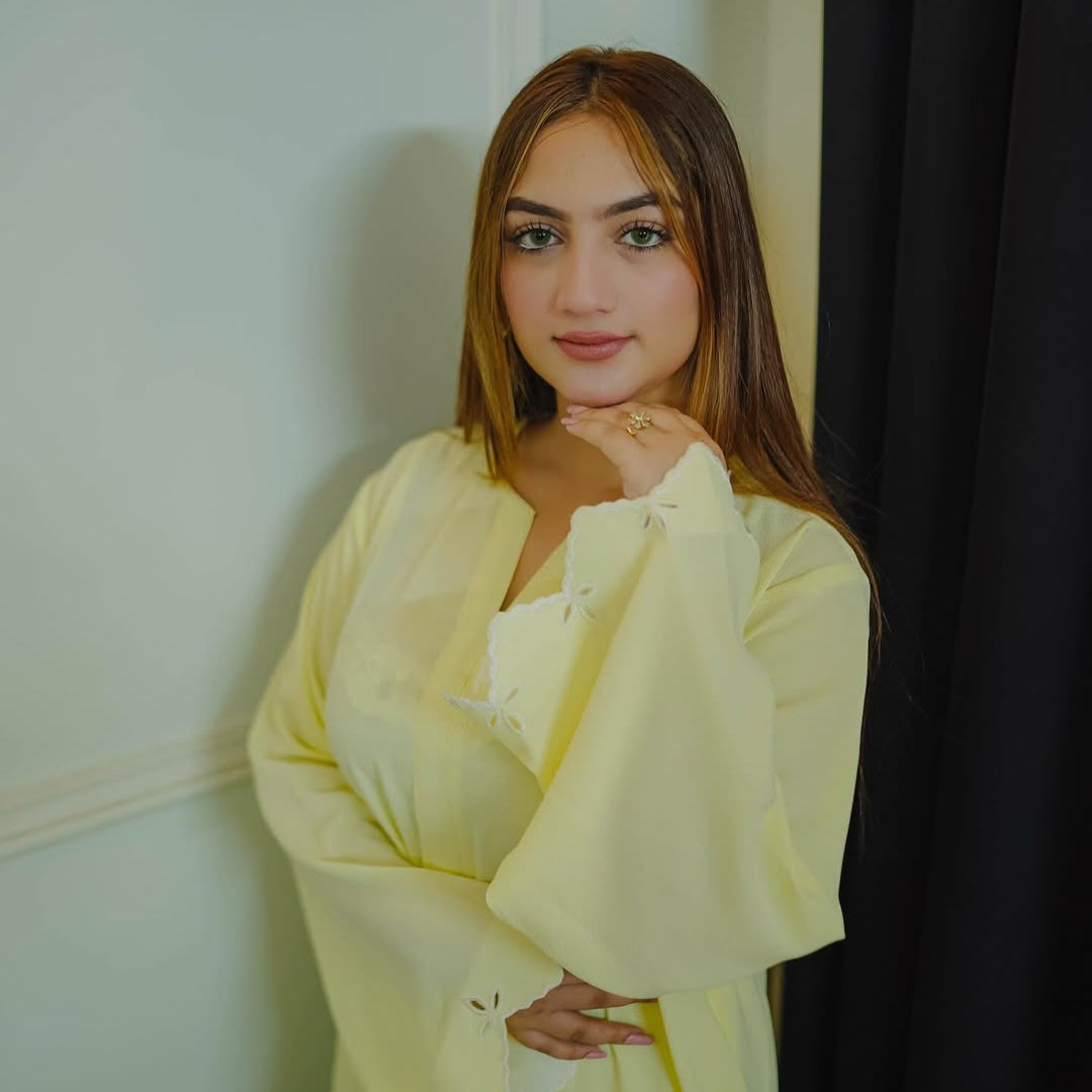 Lemon glow  ( Embroidery on georgette )