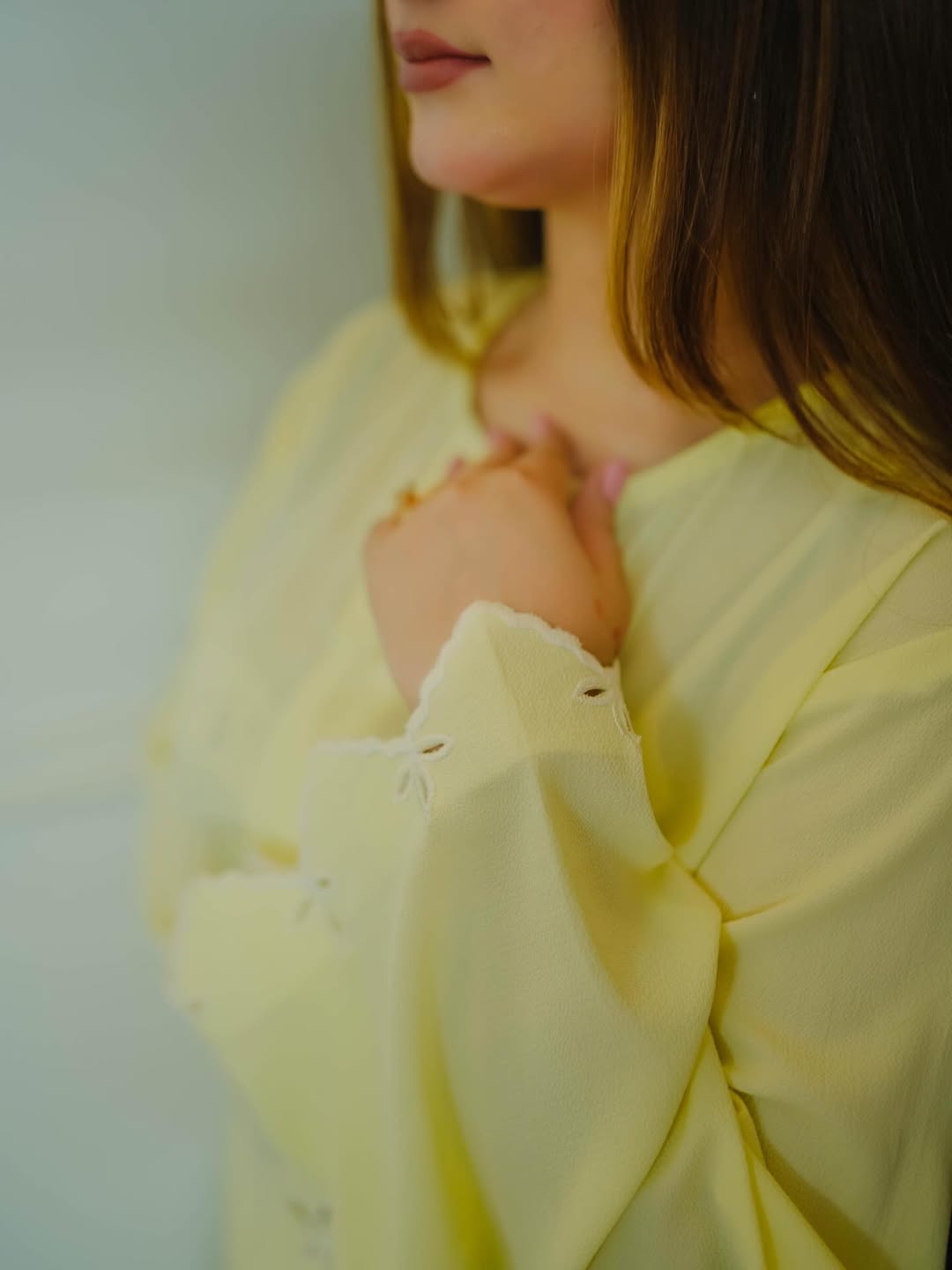 Lemon glow  ( Embroidery on georgette )