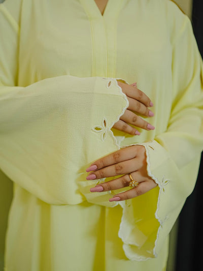 Lemon glow  ( Embroidery on georgette )