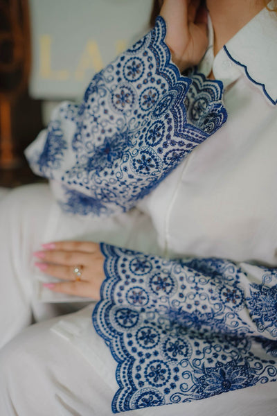 Midnight porcelain ( Detailing chikenkari )