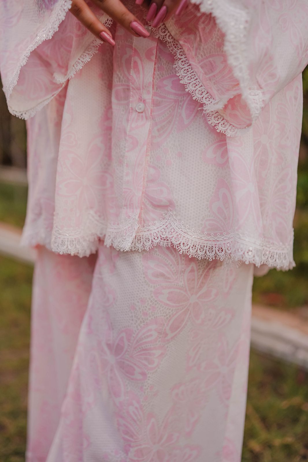 Blush Bloom ( Lawn with lace detailing  )