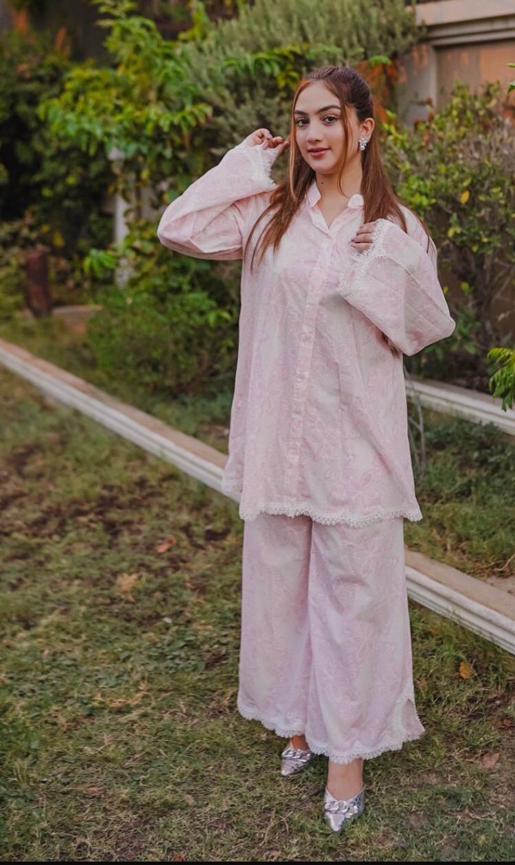 Blush Bloom Printed Lawn Two Piece Suit with Lace Detailing